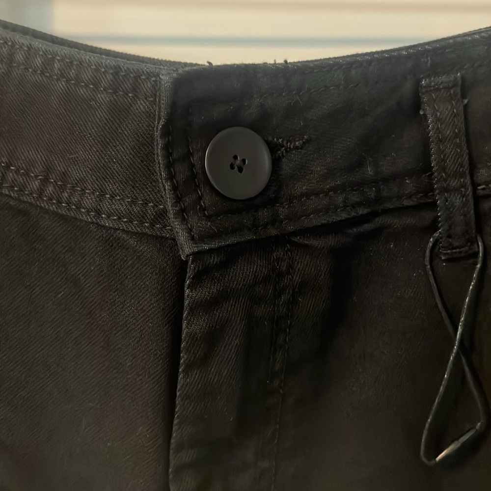 Zara black denim jeans pants high rise flare with raw hem size us 2 - Picture 2 of 7